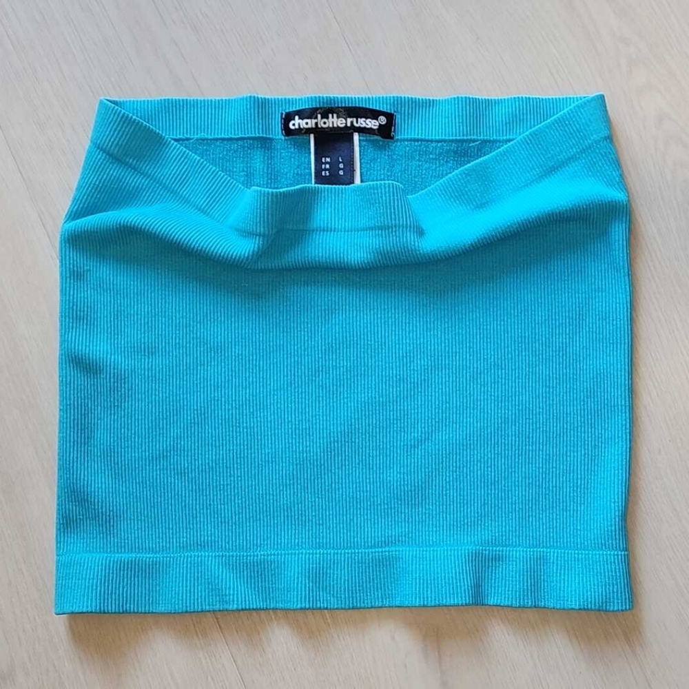 Charlotte Russe Bright Turquoise Ribbed Tube Top - Picture 2 of 3